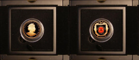 Isle of Man Two Pounds 2021 Royal British Legion Gold Proof with coloured Poppy on the reverse, FDC in the box of issue, no certificate