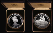 Pitcairn Islands 50 Dollars 1989 Bicentenary of the Mutiny on the Bounty 5oz. .999 Silver Proof KM#5, FDC in the Royal Mint box of issue with certific...