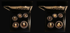 St. Helena - The East India Company King George III The Sovereign Gold Proof Five Coin Set 2020 comprising Five Sovereign George and the Dragon revers...