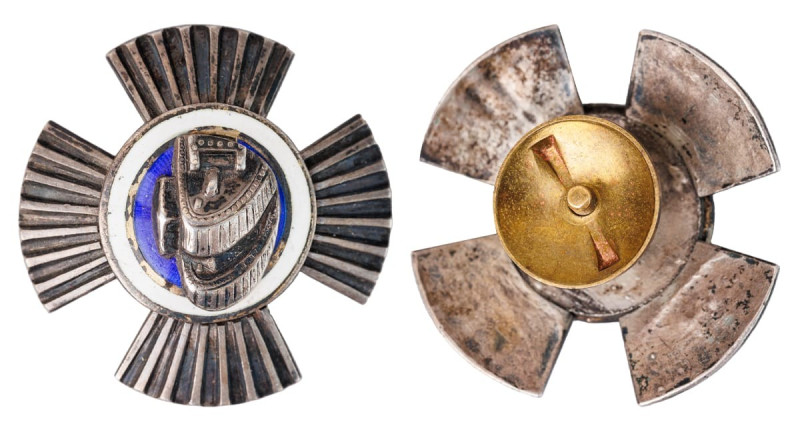 Badge, Auto-tank Regiment, Silver, Latvia 20ies of 20th century, Size 44.1 x 44 ...