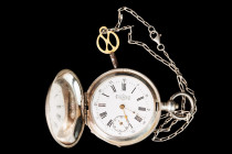 Antique watch in silver 84. With authentic chain and key. For excellent shooting. The period of the reign of Imperor Nicholas II. Diameter 4,7 cm. The...