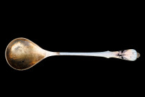 Spoon silver 925. Gilding. Landscape enamel with sea and seagulls. Scandinavia, 1930 year. The enamel has losses. The size 16 cm and weight 32 gr.
Us...