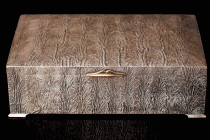 A large wooden box in a silver mount style Samorodok. Silver 813, Finland, 1950th. The size 20x13x5,5 cm and weight 557 gr.
Perfect
