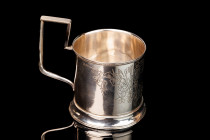 The tea cup holder is decorated with chisel carving and gilted inside. 84. Moscow. Manufacturer mark А.N. The period of reign of Nicholas II. Height 9...