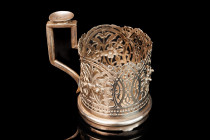 Tea Cup holder marked: silver 84. 1895 year. Moscow, Russian Empire. Manufacturer mark NA. Period of the reign of Nicholas II. Height 9,3 cm and weigh...