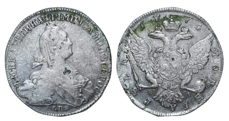 Russian Empire, Empress Catherine II (1762 - 1796), 1 rouble, 1774 year, Silver,...
