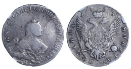 Russian Empire, Empress Elizaveta Petrovna (1741 - 1762), 1/2 Rouble-Poltina, 1755 year, Silver, 12,93 gr, C#18.4, Bitkin 325 (R1), NGC
VF Details, S...