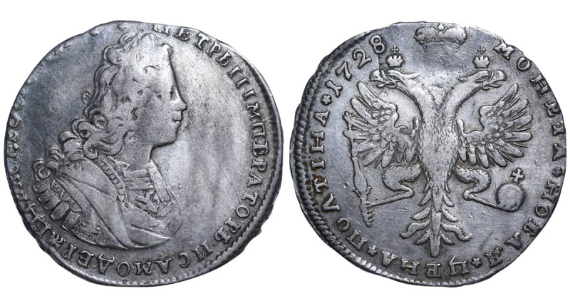 Russian Empire, Emperor Peter II (1727 - 1730), 1 poltina, 1728 year, Silver, 14...
