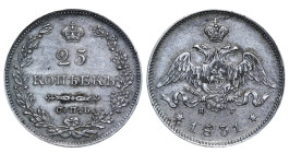 Russian Empire, Emperor Nicholas I (1825 - 1855), 25 kopeks, 1831 year, Silver, 5,18 gr, C#159, Bitkin 131