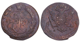 Russian Empire, Empress Catherine II the Great (1762 - 1796), 5 kopeks, 1773 year, Copper, 51,2 gr, C#59.1, Bitkin 622