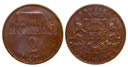 Latvia, President Anatolijs Gorbunovs (1991 - 1993), 2 lati, 1992 year, Copper-Nickel, 6 gr, KM#14