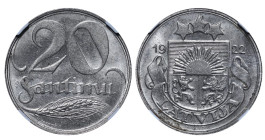 Latvia, President Janis Chakste (1918 - 1927), 20 santimu, 1922 year, Nickel, 4 gr, KM#5, NGC
MS 63