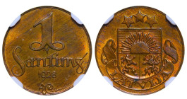 Latvia, President Gustavs Zemgals (1927 - 1930), 1 santims, 1928 year, Bronze, 1,8 gr, NGC
MS 63 BN