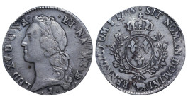 France, King Louis XV (1715 - 1774), 1 ecu, 1766 year, Silver, 29,48 gr, KM#512, GadR#322, Pau, Ecu on bandeau