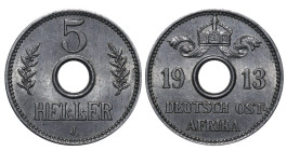 Germany, German East Africa, Emperor Wilhelm II (1888 - 1918), 5 heller, 1913 year, Silver, 3,12 gr, KM#13
