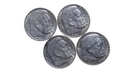 Germany, Third Reich (1933 - 1945), 5 Marks, 1936 year, Silver, 13,8 gr, KM#86; 5 Marks, 1938 year, Silver, 13,8 gr, KM#94