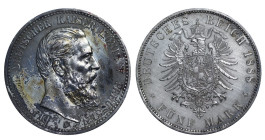 Germany, Kingdom of Prussia, King Frederick III (1888), 5 marks, 1888 year, Silver, 27,77 gr, KM#512