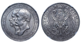 Germany, Kingdom of Prussia, King William II (1888 - 1918), 3 marks, 1911 year, Silver, 17.07 gr, KM#531, NGC
AU 55