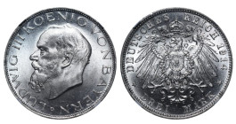 Germany, Kingdom of Bavaria, Louis III (1913 - 1918), 3 marks, 1914 year, Silver, 16,67 gr, KM#1005, NGC
MS 66