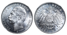 Germany, Grand Duchy of Baden, King Frederick II (1907 - 1918), 3 marks, 1912 year, Silver, 16,67 gr, KM#280, NGC
MS 64