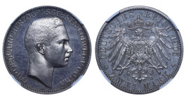Germany, Duchy of Saxe-Coburg and Gotha, Duke Charles Edward (1900 - 1918), 2 Marks, 1905 year, Silver, 11,11 gr, KM#166, NGC
PF 65
