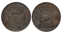 Netherlands, King William III (1849 - 1890), 1 cent, 1876 year, Copper, 3,7 gr, KM#100