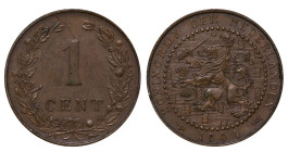 Netherlands, Queen Wilhelmina (1890 - 1948), 1 cent, 1904 year, Bronze, 2,5 gr, KM#132