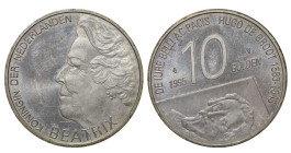 Netherlands, Queen Beatrix (1980 - 2013), 10 gulden, 1995 year, Silver, 15 gr, KM#220, Death of Hugo de Groot 350th Anniversary