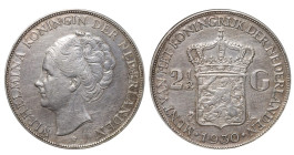Netherlands, Queen Wilhelmina (1890 - 1948), 2 1/2 gulden, 1930 year, Silver, 25 gr, KM#165