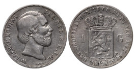 Netherlands, King William III (1849 - 1890), 1 gulden, 1860 year, Silver, 10 gr, KM#93