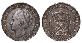 Netherlands, Queen Wilhelmina (1890 - 1948), 1 gulden, 1940 year, Silver, 10 gr, KM#161.1