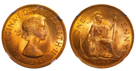 United Kingdom, Queen Elizabeth II (1952 - 2022), 1 penny, 1967 year, Bronze, 9,45 gr, KM#897, NGC
MS 65 RD