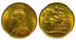 United Kingdom, Queen Victoria (1838 - 1901), 2 sovereign, 1887 year, Gold, NGC
MS 60