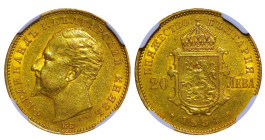 Bulgaria, King Ferdinand I (1887 - 1918), 20 leva, 1894 year, Gold, 6,45 gr, KM#20, NGC
AU 58