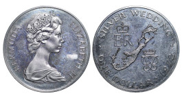 Bermuda, Queen Elizabeth II (1952 - 2022), 1 dollar, 1972 year, Silver, 28,28 gr, KM#22, 25th Anniversary of the Wedding of Queen Elizabeth II and Pri...