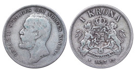 Norway, King Oscar II (1872 - 1905), 1 krona, 1897 year, Silver, 7,5 gr, KM#760