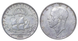 Sweden, King Gustaf V (1907 - 1950), 2 kronor, 1938 year, Silver, 15 gr, KM#807, 300th Anniversary of the founding of New Sweden Settlement in Delawar...