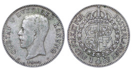 Sweden, King Gustaf V (1907 - 1950), 1 krona, 1914 year, Silver, 7,5 gr, KM#786