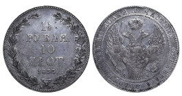 Poland, Emperor Nicholas I (1825 - 1855), 10 Zlot - 1 1/2 roubles, 1833 year, Silver, 32 gr, C#134
