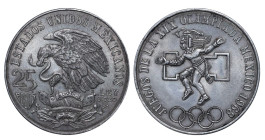Mexico, President Gustavo Díaz Ordaz (1964 - 1970), 25 pesos, 1968 year, Silver, 22,5 gr, KM#479, 19th Summer Olympics - Mexico 1968