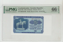 Czechoslovakia/Socialist Republic, President Antonín Zápotocký (1953 - 1957). Pick# 84b 1953 25 Korun - Printer: STC-P S/N HK055790-Wmk: Star in Circl...