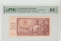 Czechoslovakia, President Antonín Novotný (1957 - 1968). , State Bank Pick# 90d 1964 (ND 1965) 50 Korun - Printer: STC-P S/N N81 427446 - Series N - D...