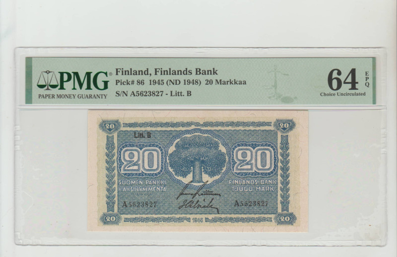 Finland, Prime Minister Juho Kusti Paasikivi (1944 - 1946). Finlands Bank Pick# ...