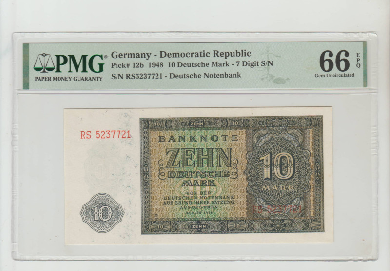 Germany, Democratic Republic Pick# 12b 1948 10 Deutsche Mark - 7 Digit S/N S/N R...