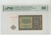 Germany, Democratic Republic Pick# 12b 1948 10 Deutsche Mark - 7 Digit S/N S/N RS5237721 - Deutsche Notenbank 66 Gem Uncirculated
PMG 66