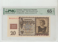 Germany - Democratic Republic Pick#5A SB667 1948 20 Deutsche Mark S/N B02312725 - Stamp on Germany#185 65 Gem Uncirculated
PMG 65