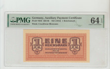 Germany, President Adolf Hitler (1934 - 1945). Auxiliary Payment Certificate Pick# M36 SB146 ND (1942) 1 Reichsmark Wmk: Cruciferae Blossoms 64 Choice...
