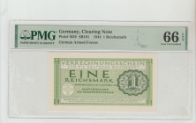 Germany, President Adolf Hitler (1934 - 1945). Clearing Note Pick# M38 SB161 1944 1 Reichsmark German Armed Forces 66 Gem Uncirculated
PMG 66