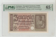 Germany, President Adolf Hitler (1934 - 1945). Occupied Territories WWII Pick# R139 SB189 ND (1940-45) 20 Reichsmark S/N 0206760 Block N - Reich's Cre...