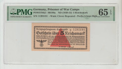 Germany, President Adolf Hitler (1934 - 1945). Prisoner of War Camps POW3756a1 SB196a ND (1939-44) 5 Reichsmark S/N 11295191Wmk: Clover Repeated - Pre...